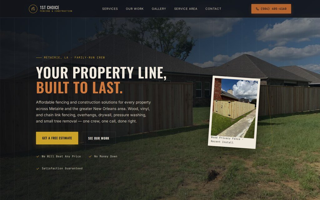 1st Choice Fencing website preview
