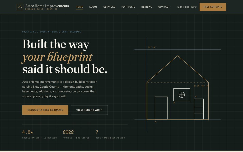 Aztec Home Improvements website preview