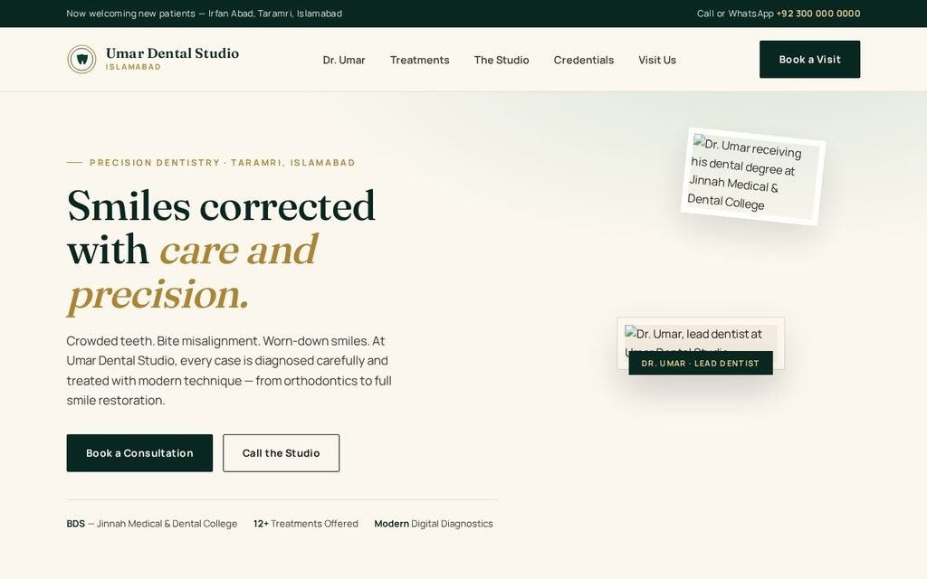 Umar Dental Studio website preview