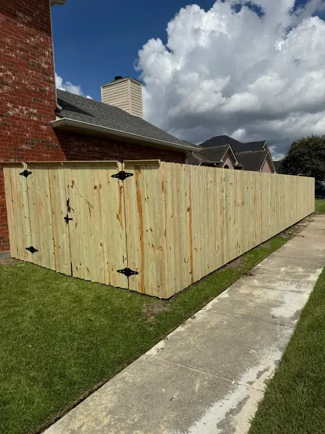 Finished wood privacy fence